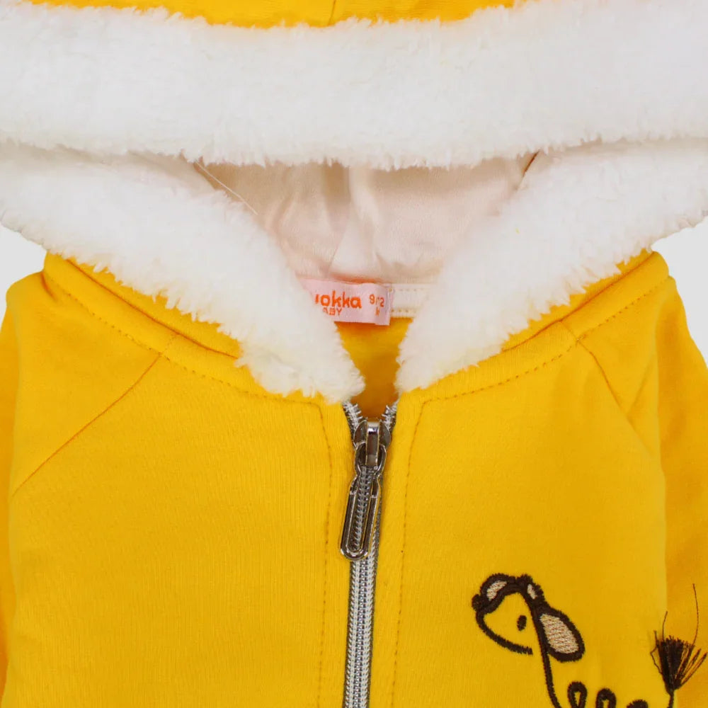 Yellow Long-Sleeved Hooded Jacket