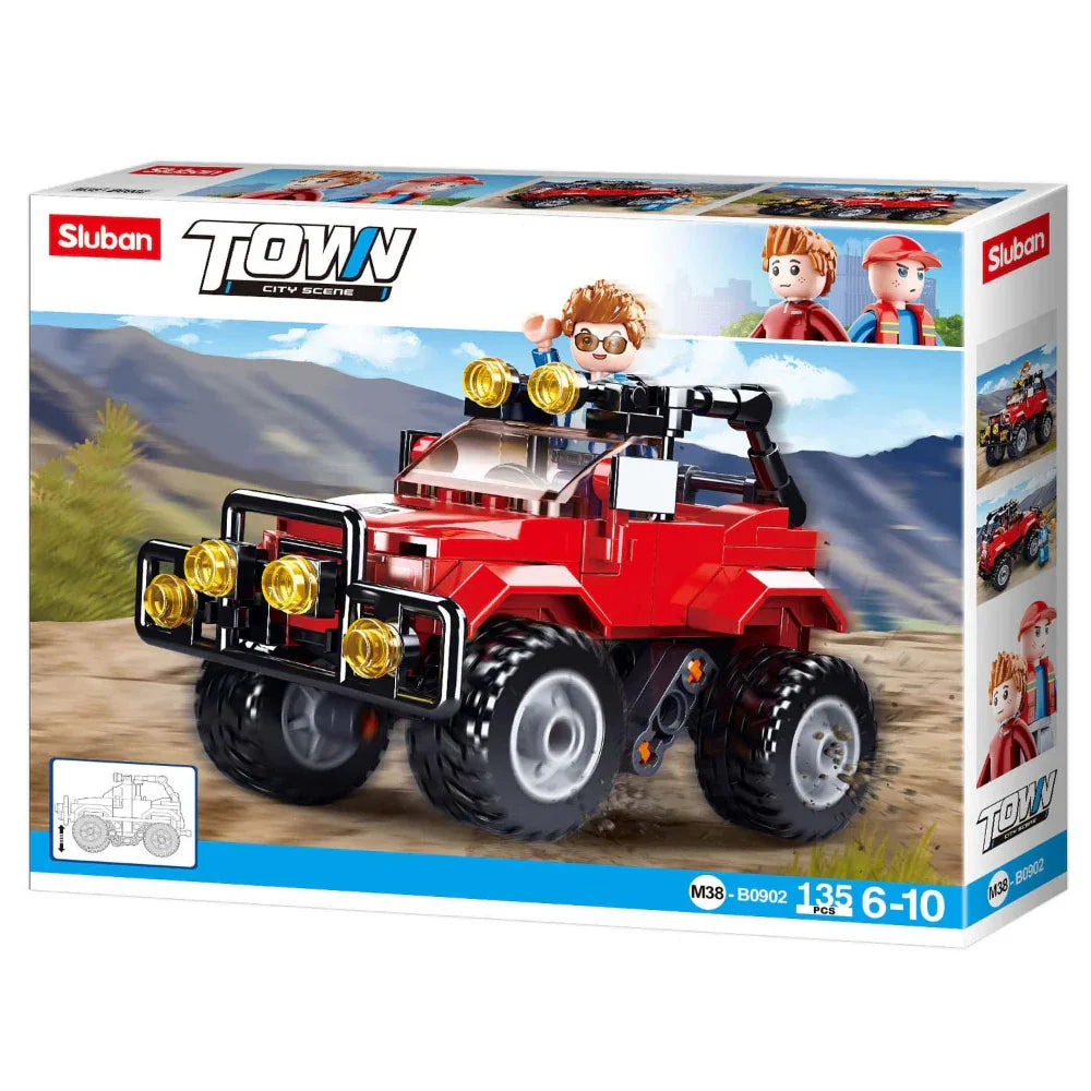 Sluban Town City Scene Red SUV Building Blocks Set - 135 Pcs - Toys