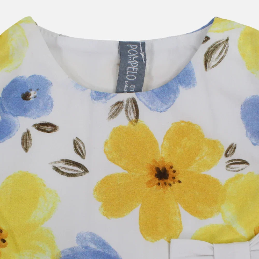 Baby Girls Cotton Romper – Flowers Print