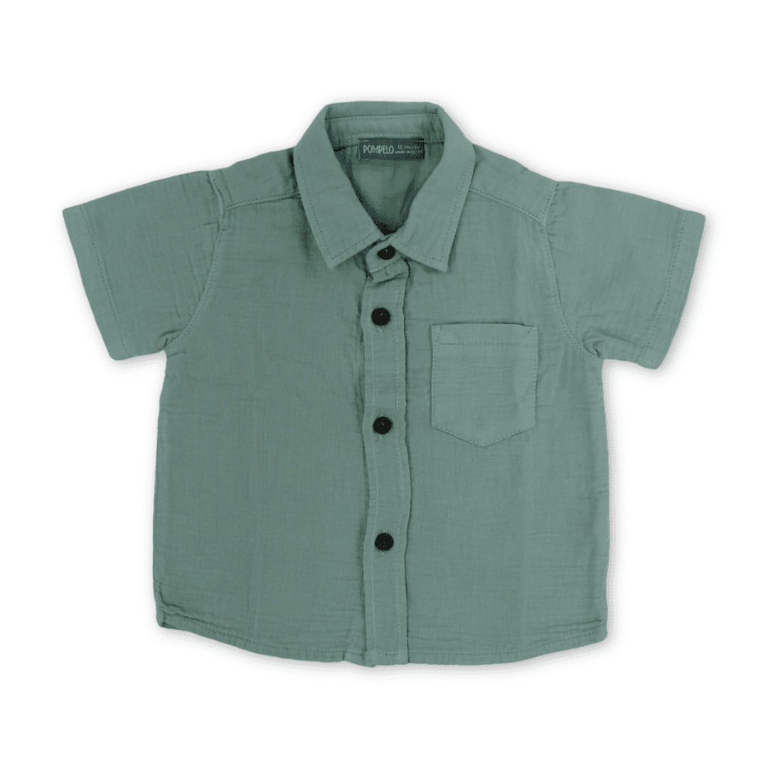 Baby Boys Cotton Shirt – Mint - Clothing - Pompelo