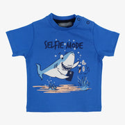 Baby Boys Cotton T-Shirt – Royal Blue with Shark Print