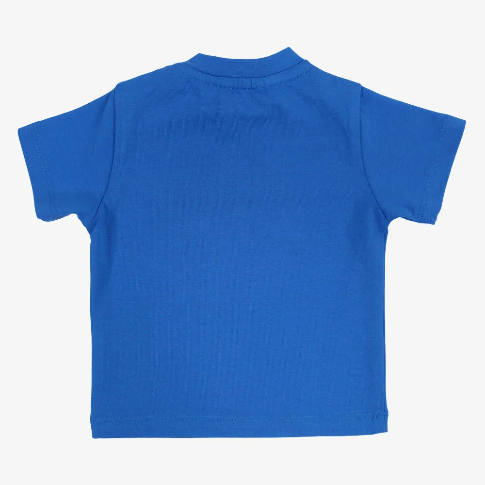 Baby Boys Cotton T-Shirt – Royal Blue with Shark Print