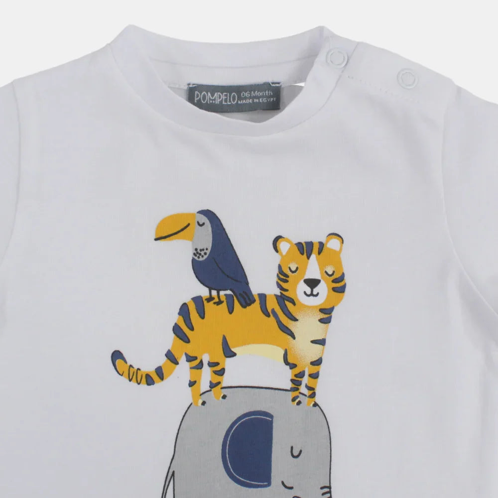 Baby Boys Cotton T-Shirt – Animal Print