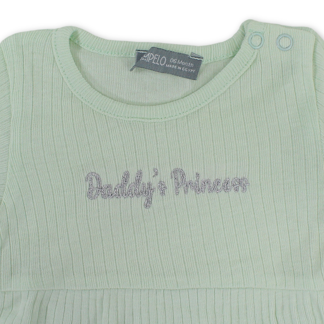 Baby Girls Cotton Dress – Mint with "Daddy's Princess" Embroidery