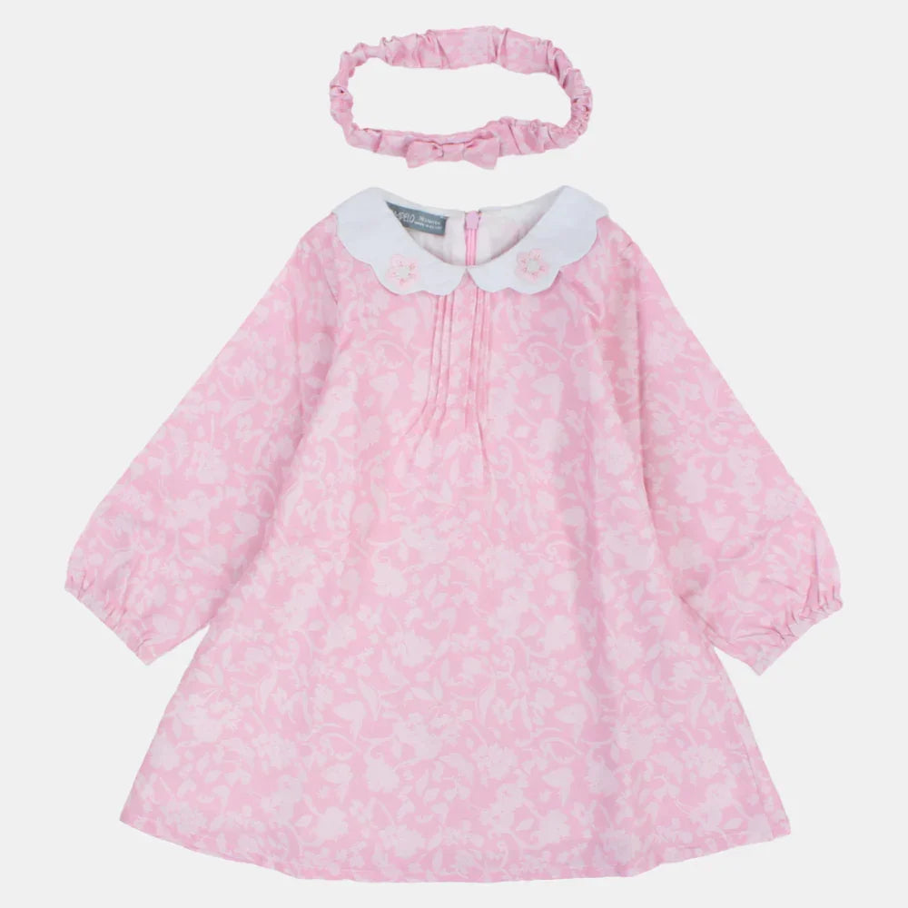 Baby Girls Long-Sleeved Dress – Pink