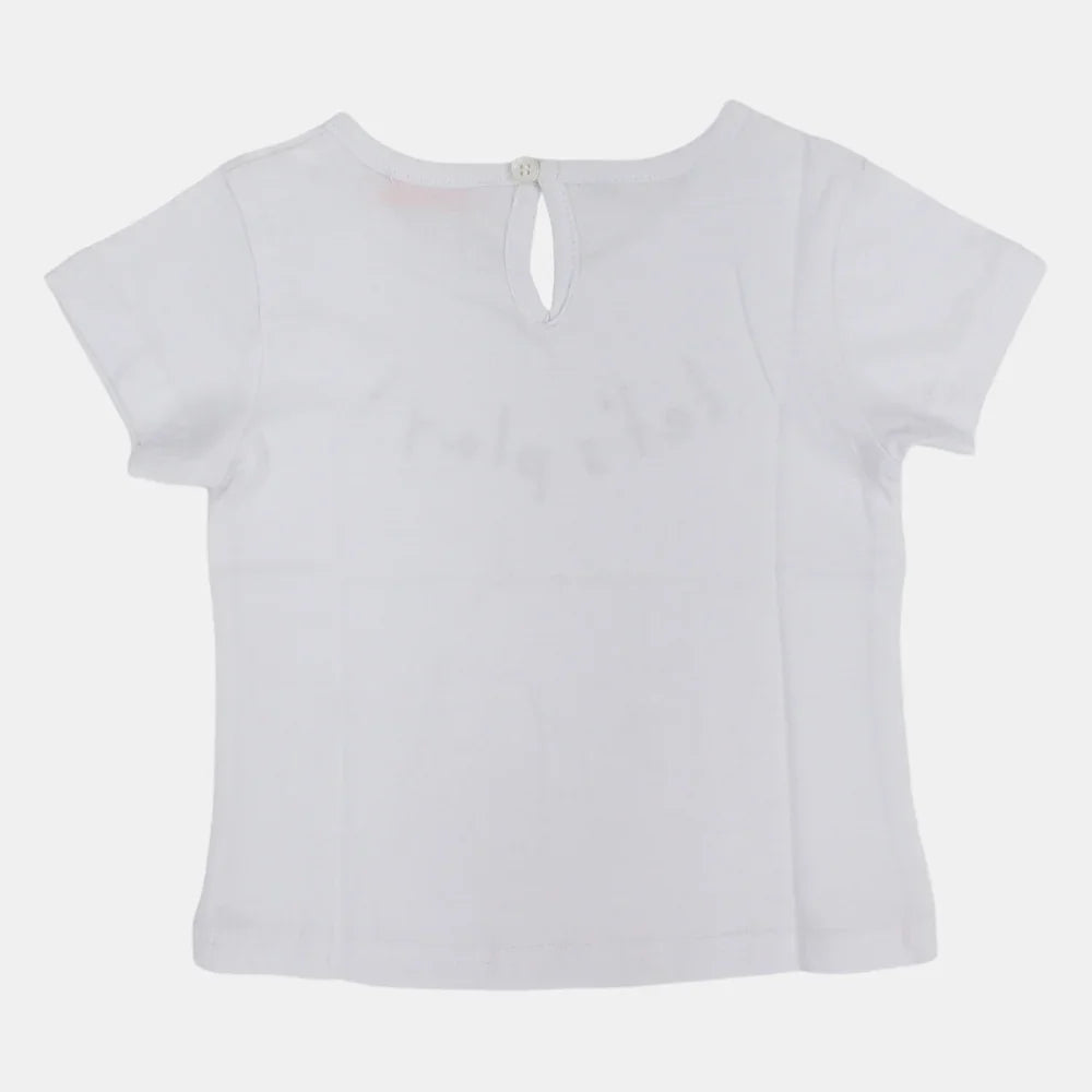 Baby Girls Cotton T-Shirt - Cute Smiling Girl Print
