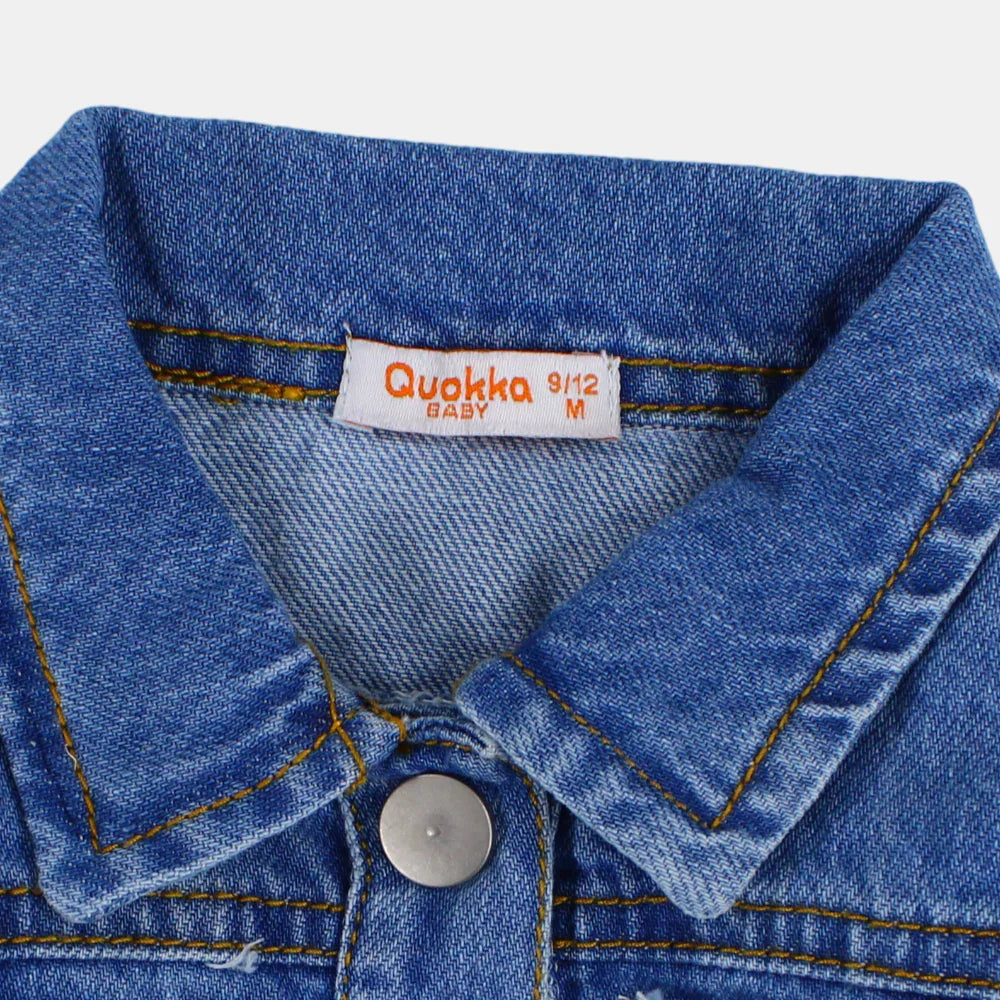 Girls Long-Sleeved Ruffled Denim Jacket