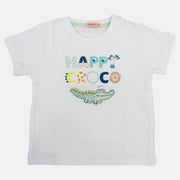 Boys Short-Sleeved Cotton T-Shirt with Happy Croco Print