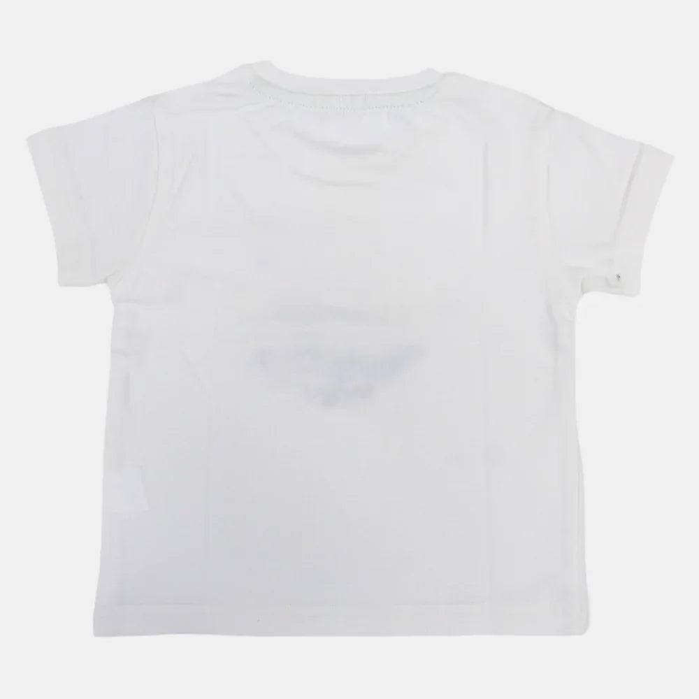 Boys Short-Sleeved Cotton T-Shirt with Happy Croco Print