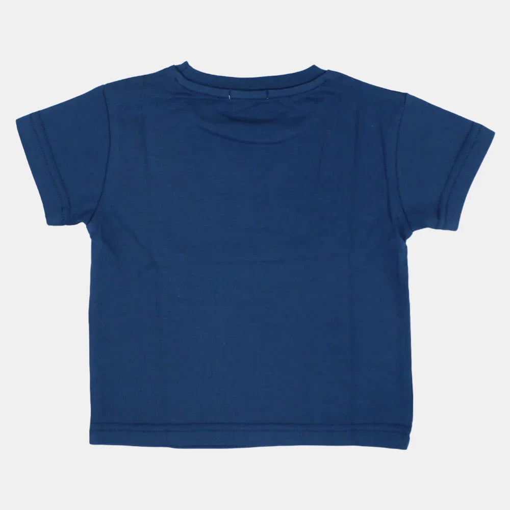 Boys Short-Sleeved Cotton T-Shirt with Happy Croco Print