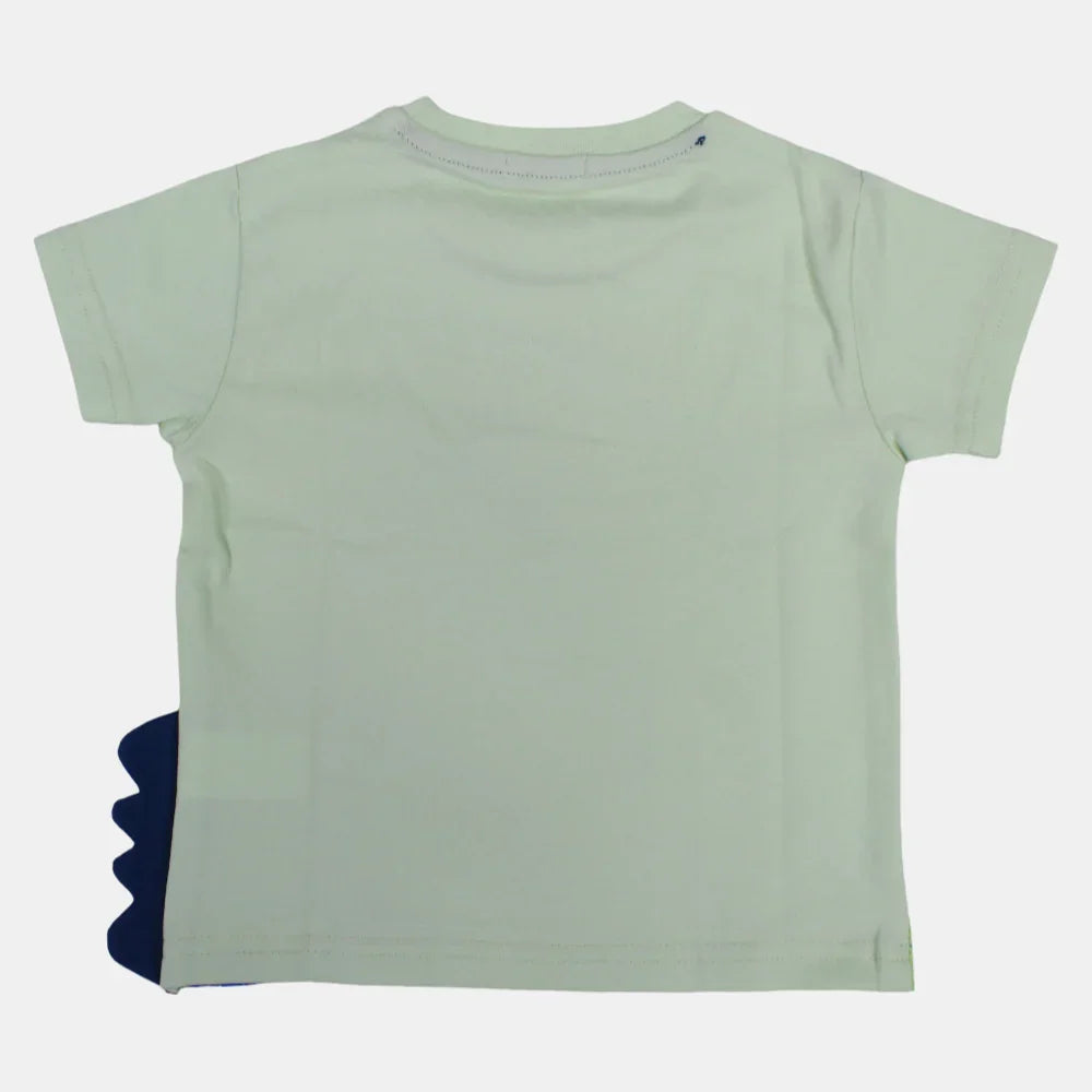 Boys Short-Sleeved Cotton T-Shirt with Happy Croco Print