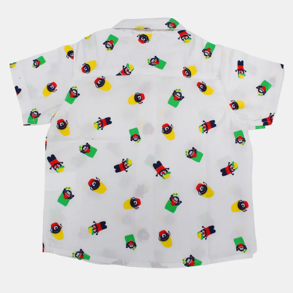 Boys Cotton Short-Sleeved Shirt with a Fun Design