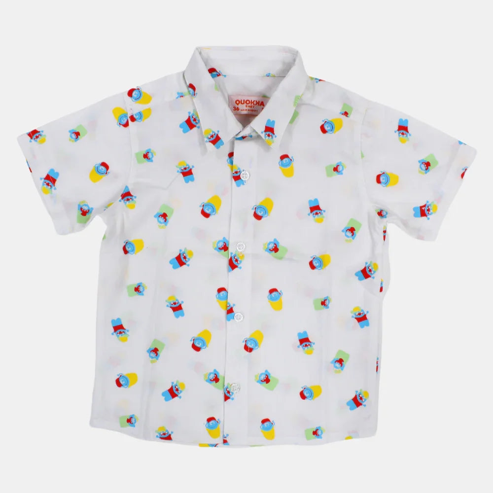 Boys Cotton Short-Sleeved Shirt with a Fun Design