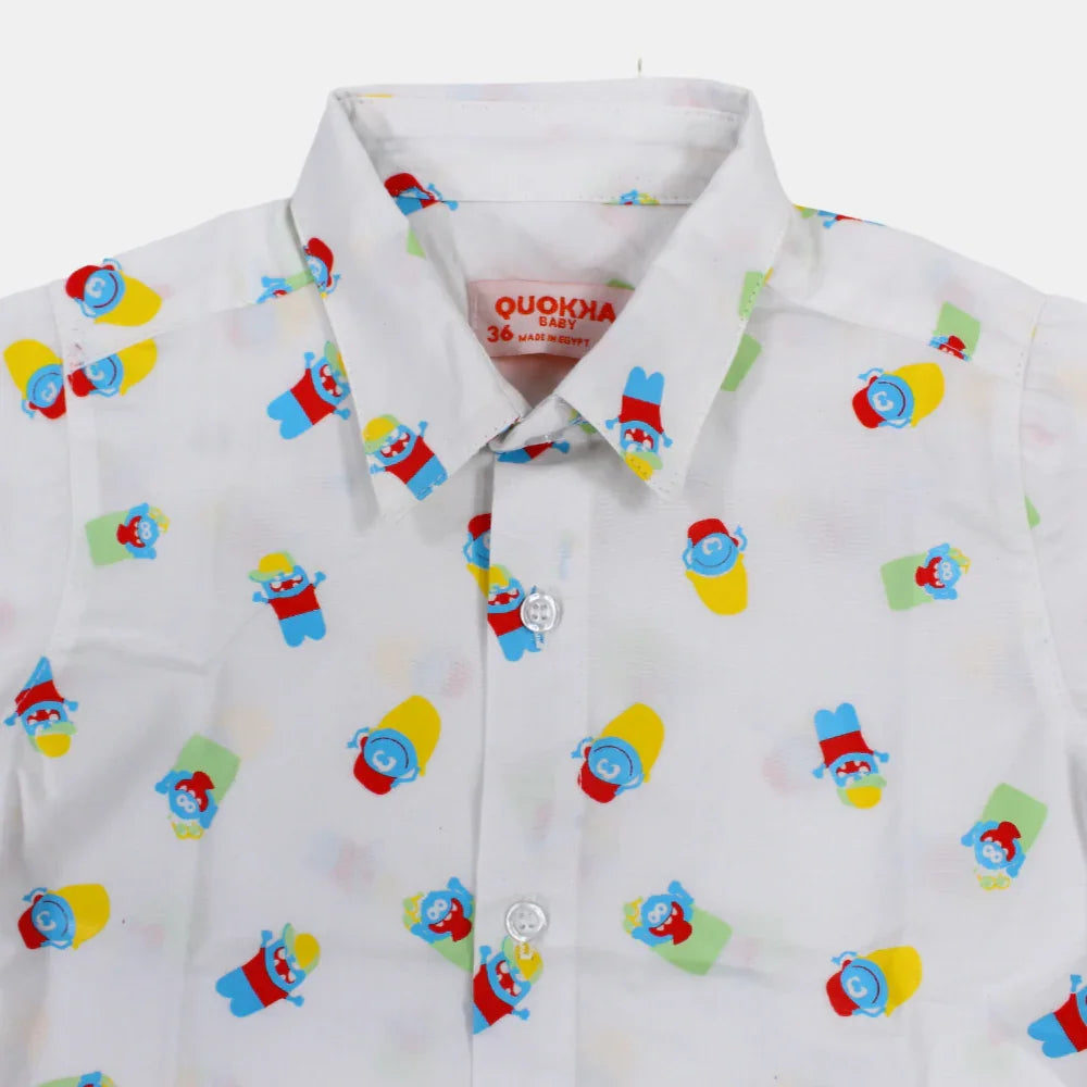 Boys Cotton Short-Sleeved Shirt with a Fun Design