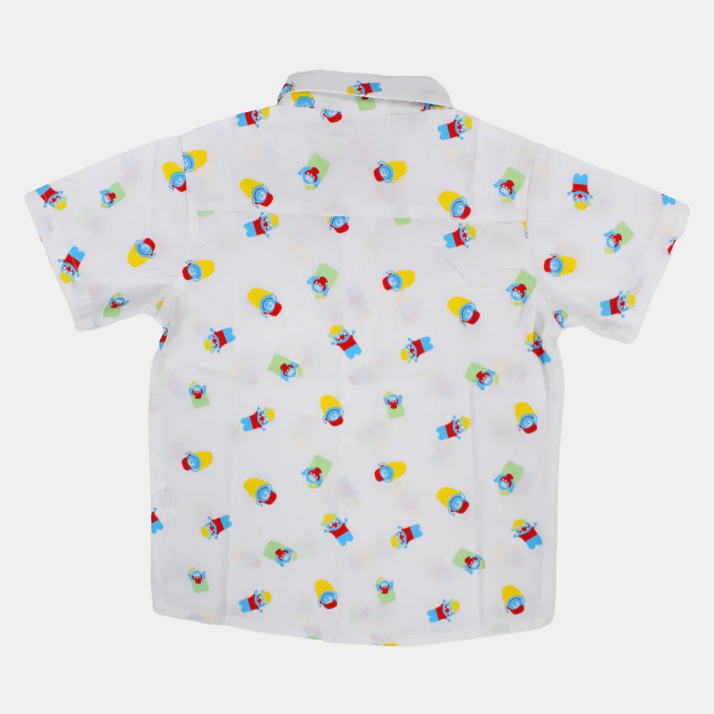 Boys Cotton Short-Sleeved Shirt with a Fun Design