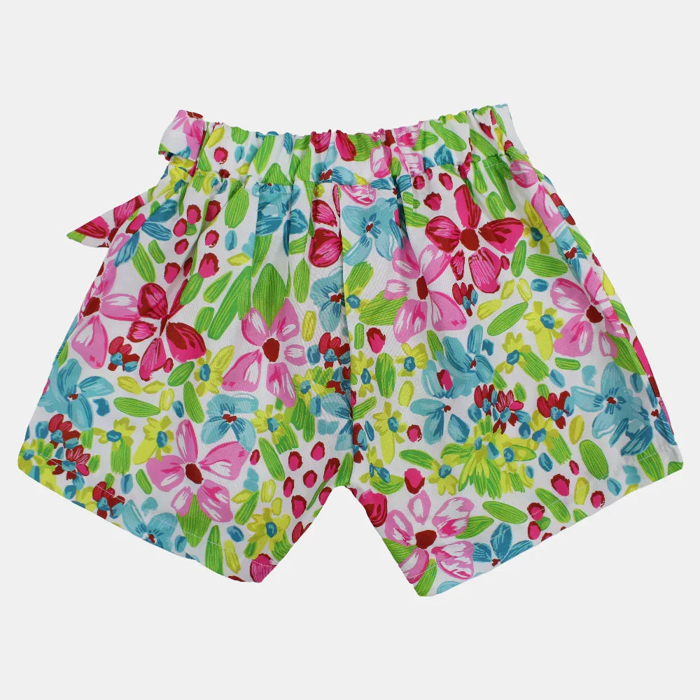 Girls Polyester Shorts - Floral Print