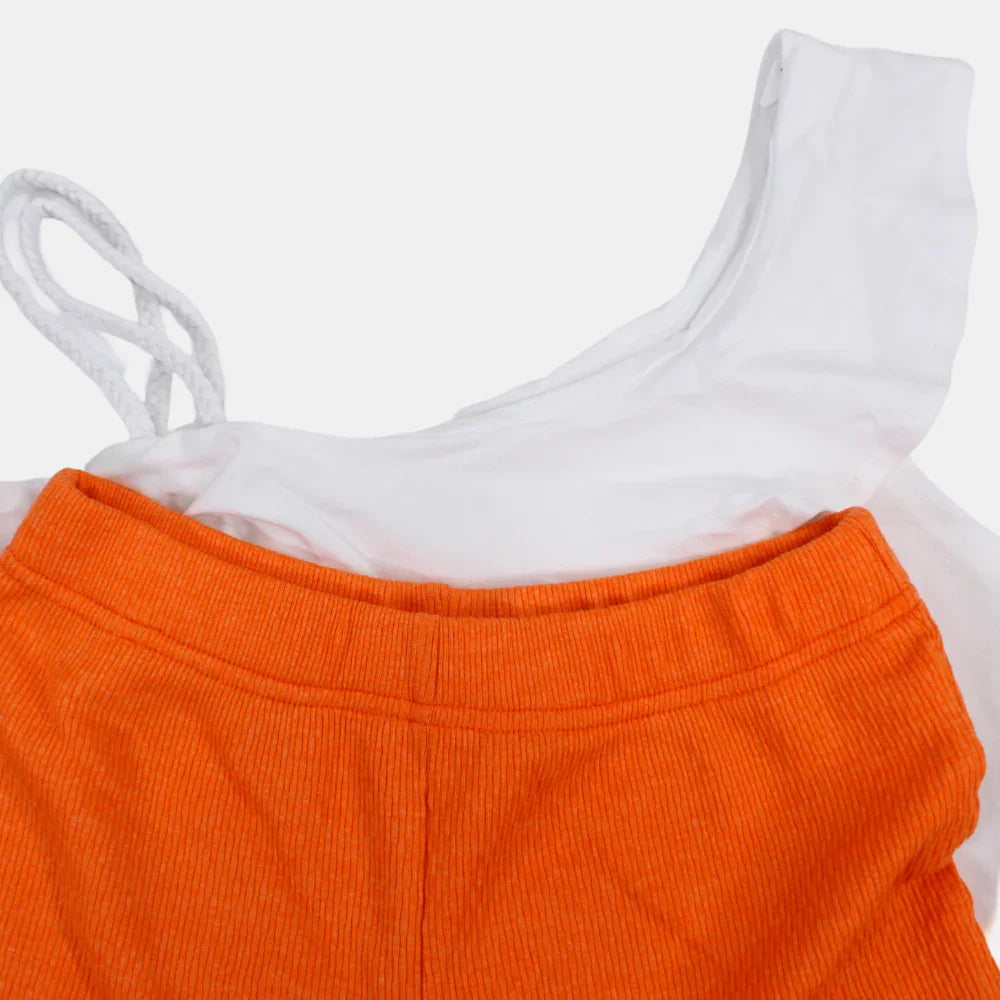 Girls Sleeveless Cotton 2-Piece Outfit Set