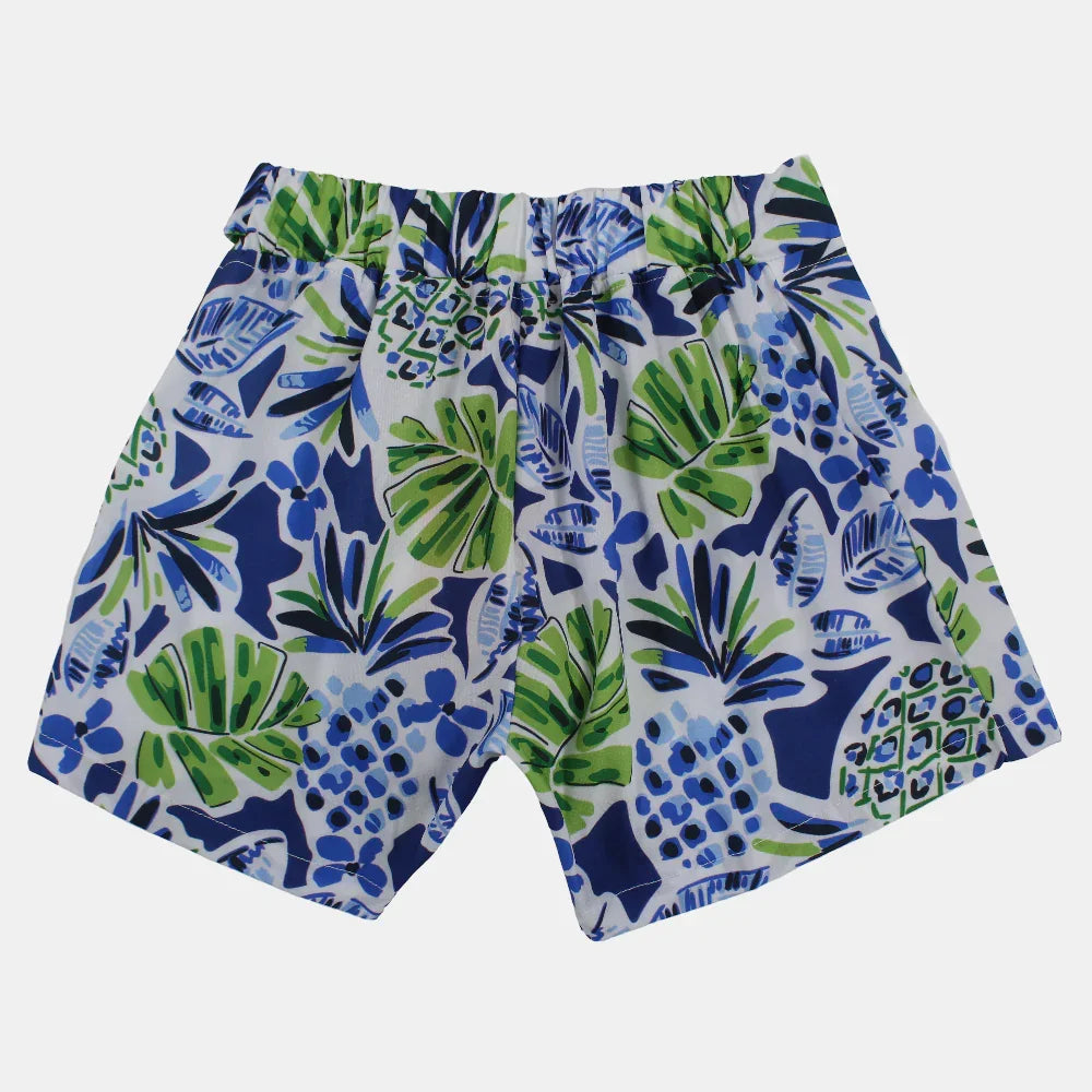 Girls Polyester Shorts - Leaves Print