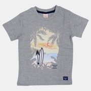 Boys Cotton T-Shirt - Cool Surfing Print