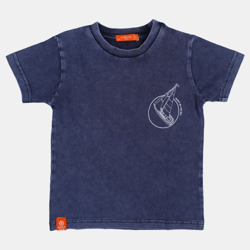 Boys Cotton T-Shirt - "Happy by the Sea" Print
