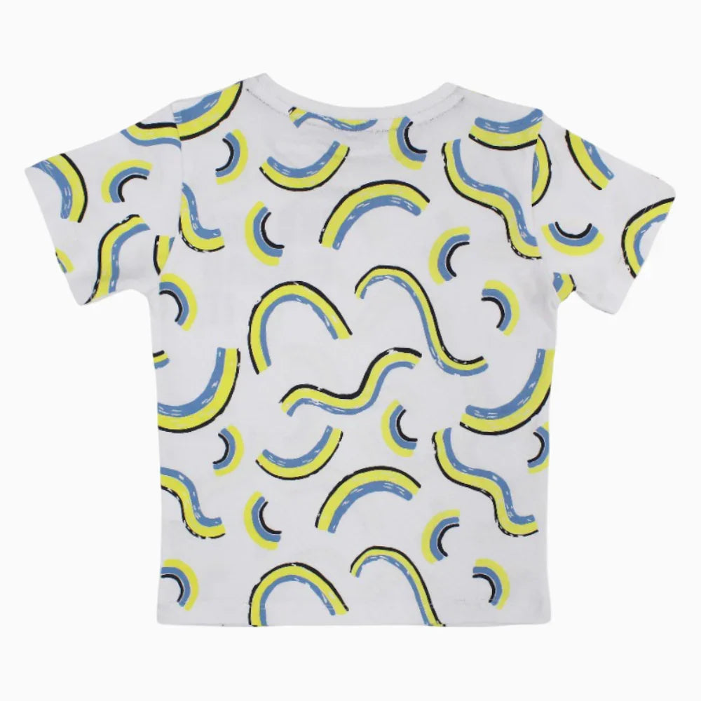 Baby Boys Cotton T-Shirt - White with Fun Print