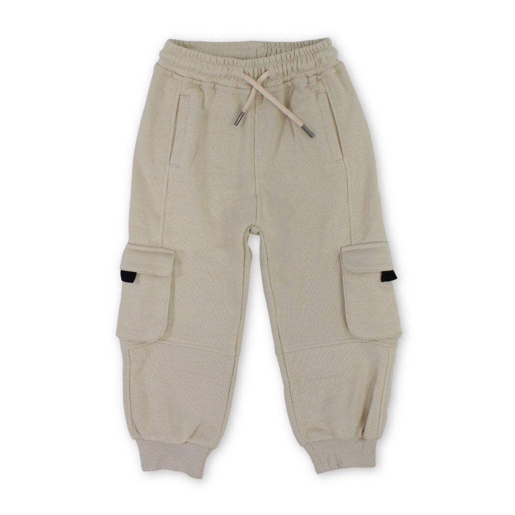 Boys Cotton Sweat Pants – Beige - Clothing - Pompelo