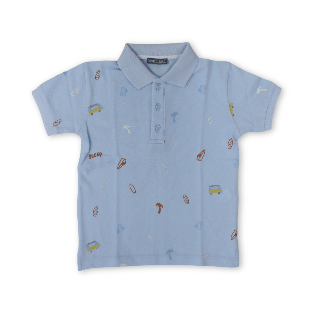 Boys Cotton Polo T-Shirt – Baby Blue - Clothing - Pompelo