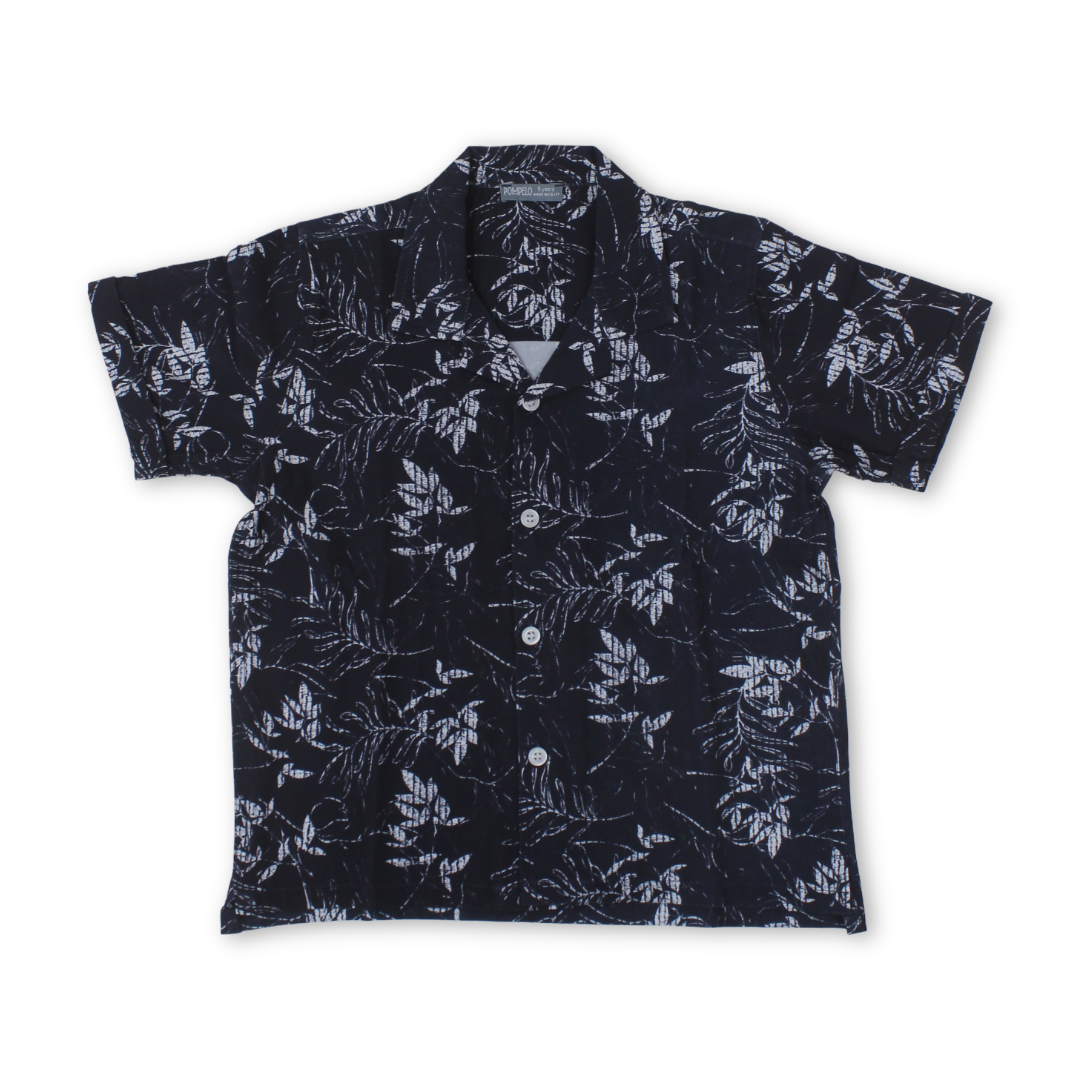 Boys Cotton Shirt – Navy with Floral Pattern - Clothing - Pompelo