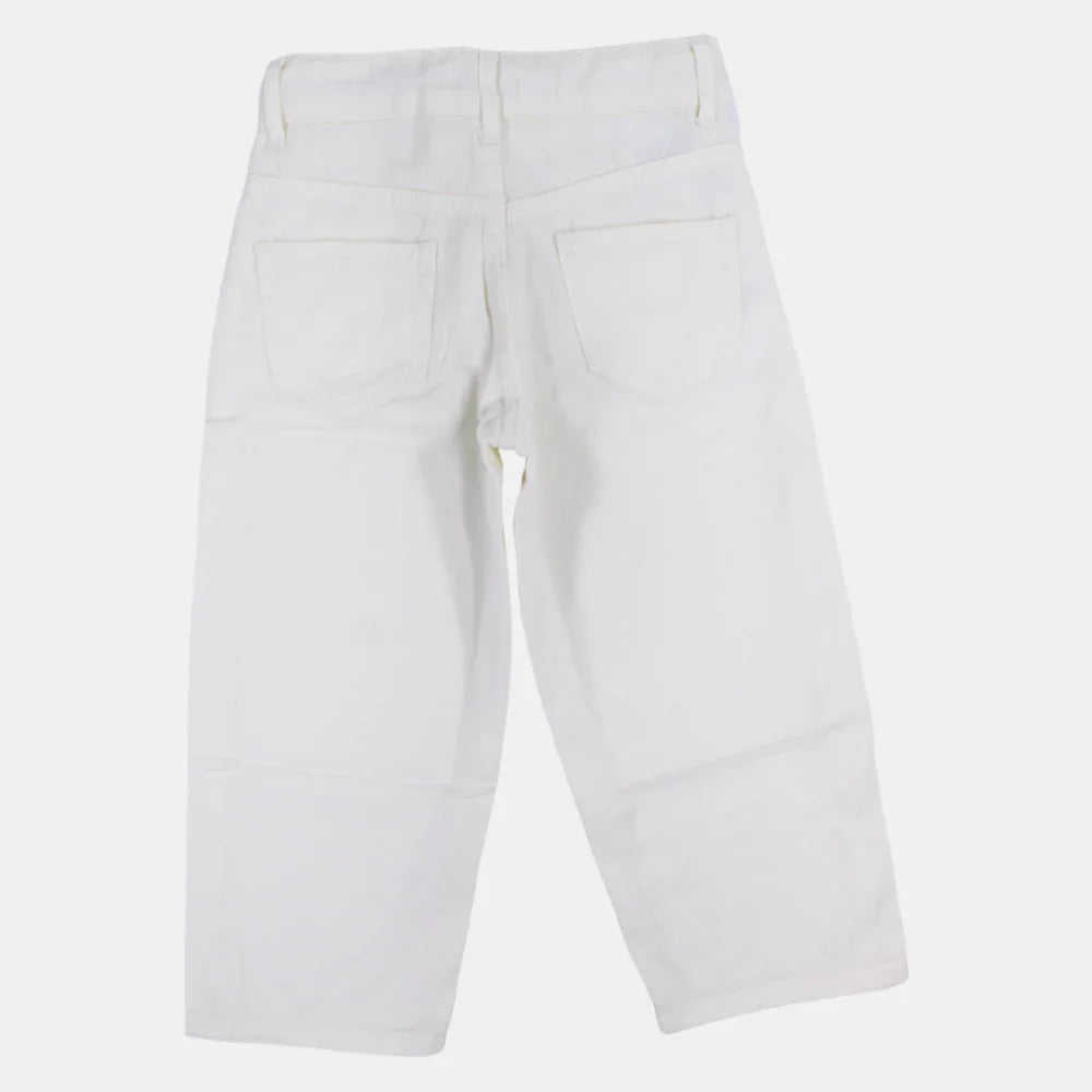Girls White Gabardine Pants