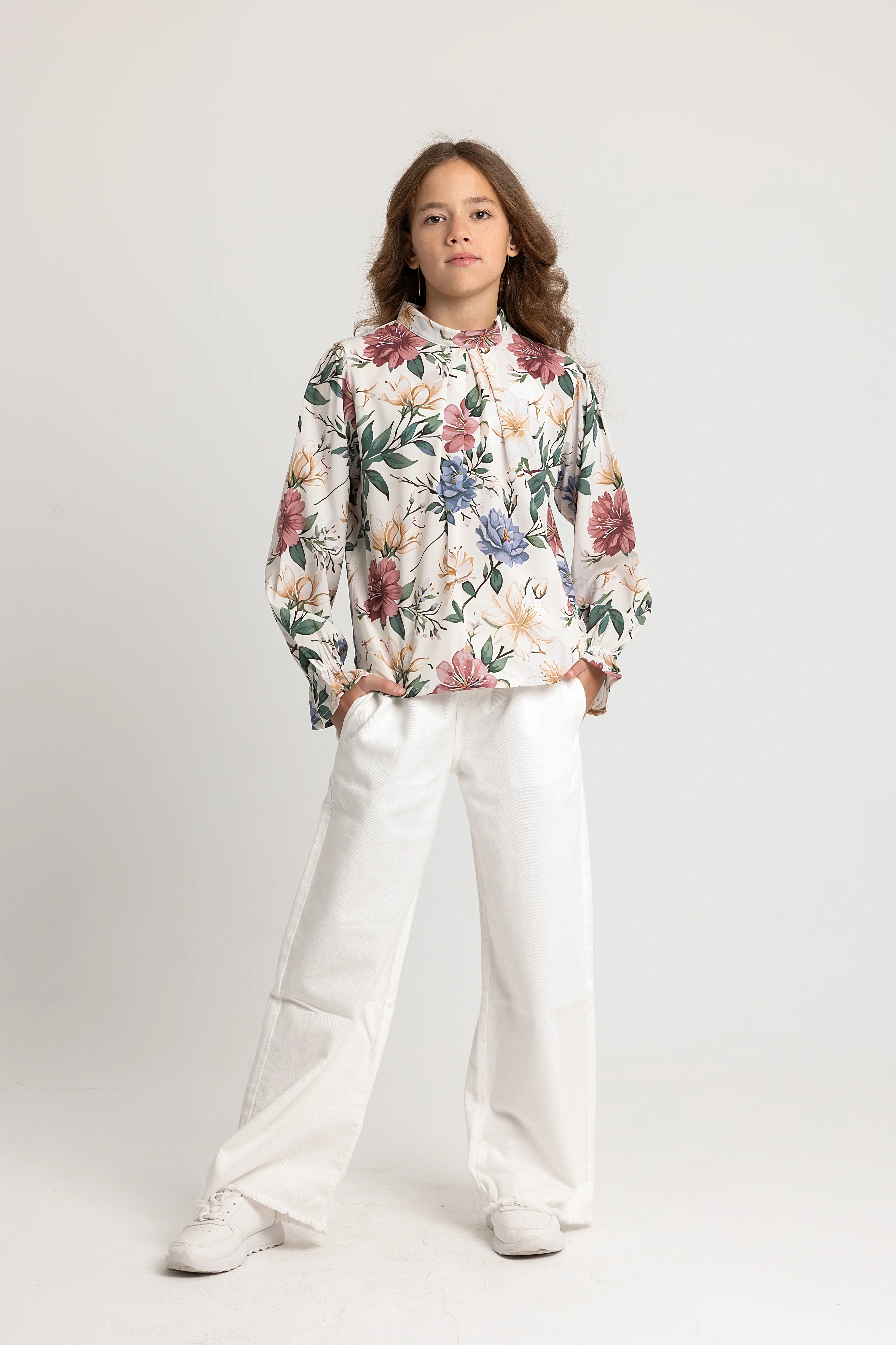 Girls Printed Long-Sleeved Blouse