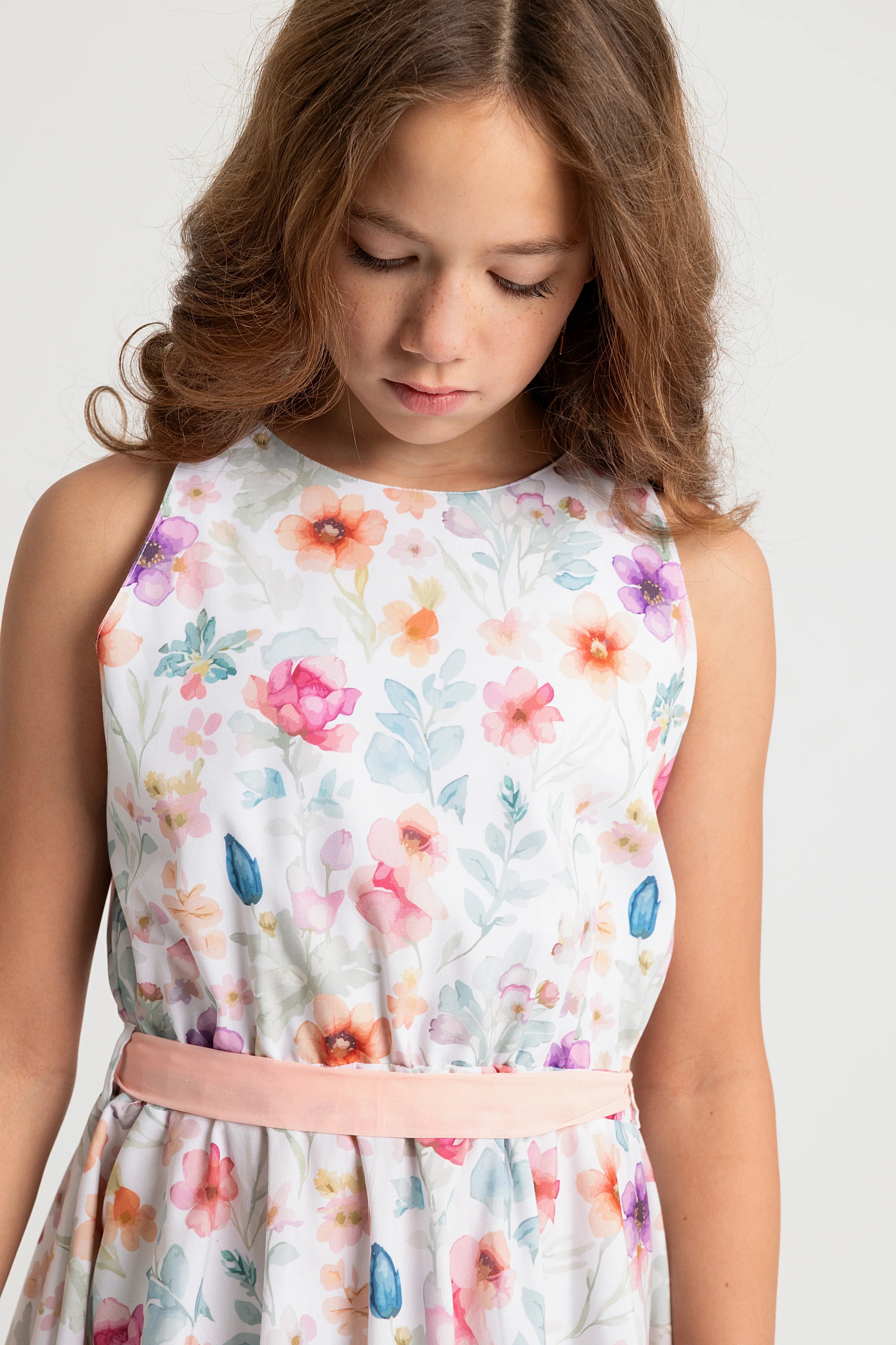 Girls Sleeveless Printed Dress