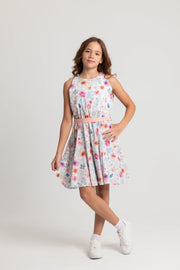 Girls Sleeveless Printed Dress