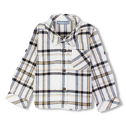 Baby Boys Cotton Shirt – Checkered Navy/Beige