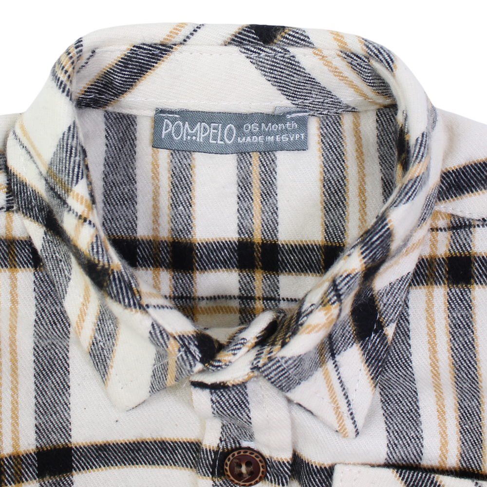 Baby Boys Cotton Shirt – Checkered Navy/Beige