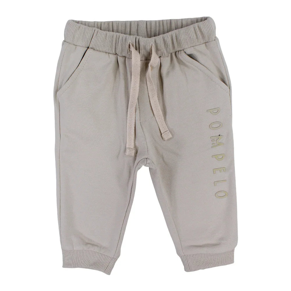 Baby Boys Cotton Sweatpants – Beige – Ourkids