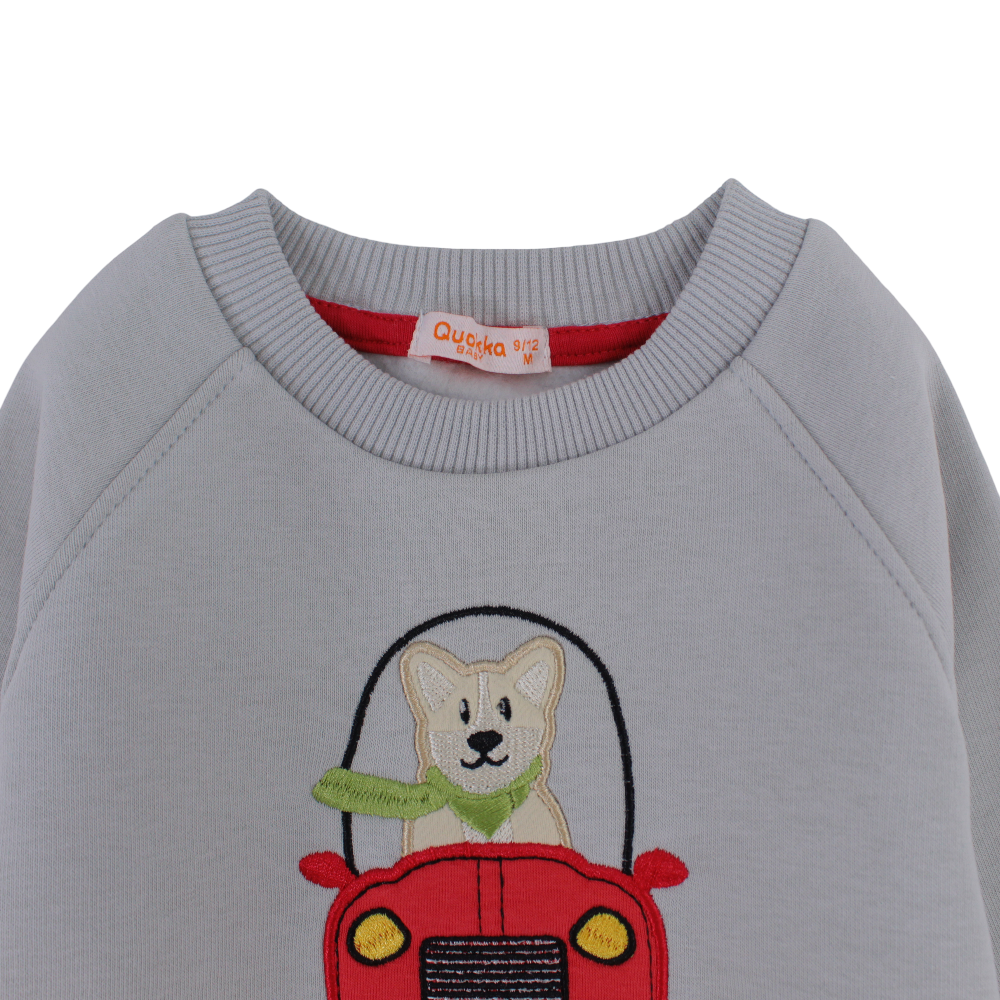 Boys Cotton Sweatshirt - Dog in Car Design