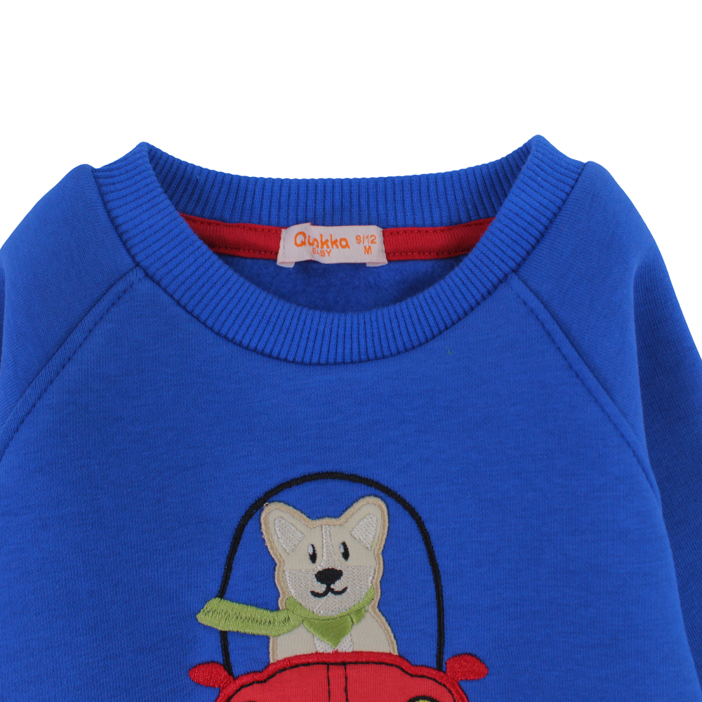 Boys Cotton Sweatshirt - Dog in Car Design
