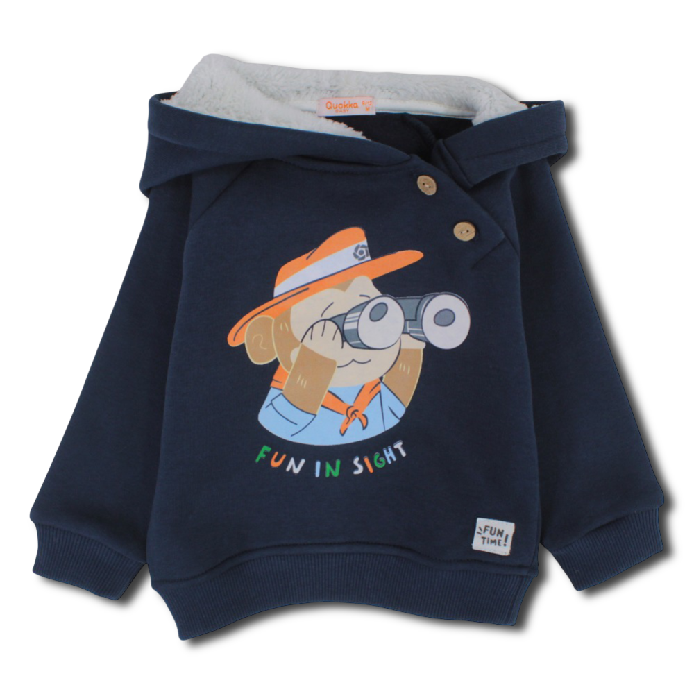 Boys Cotton Hoodie - “Fun in Sight” Design