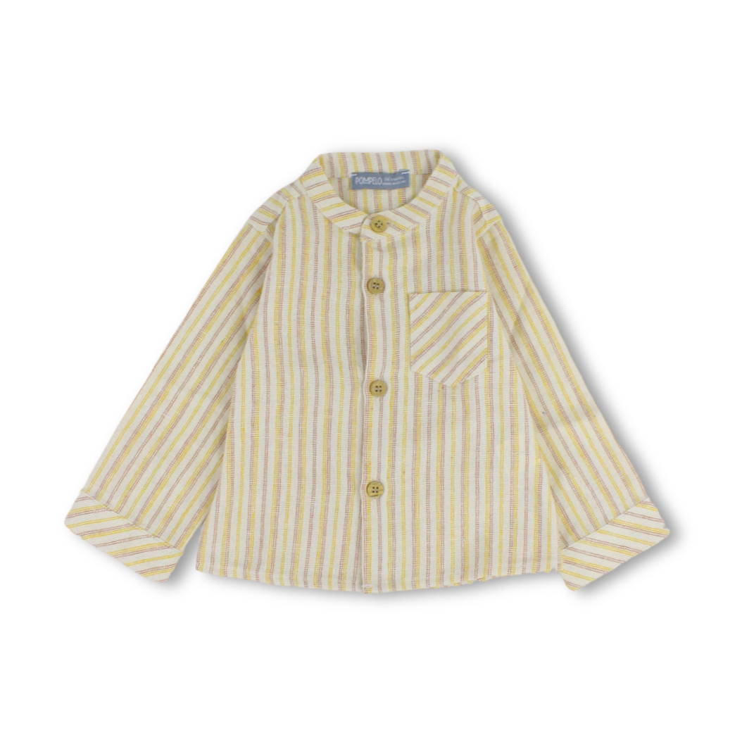Baby Boys Linen Shirt – Striped Beige