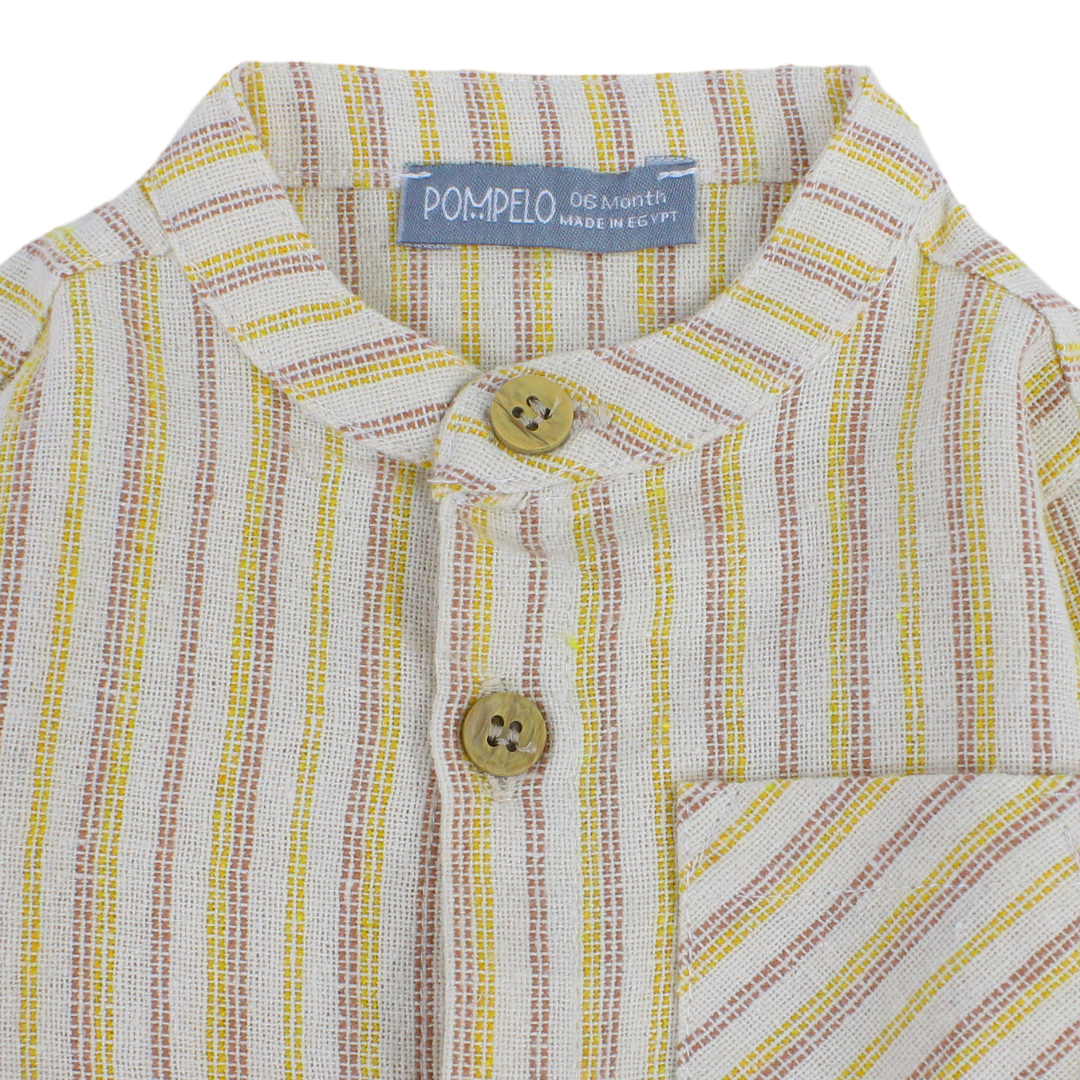 Baby Boys Linen Shirt – Striped Beige