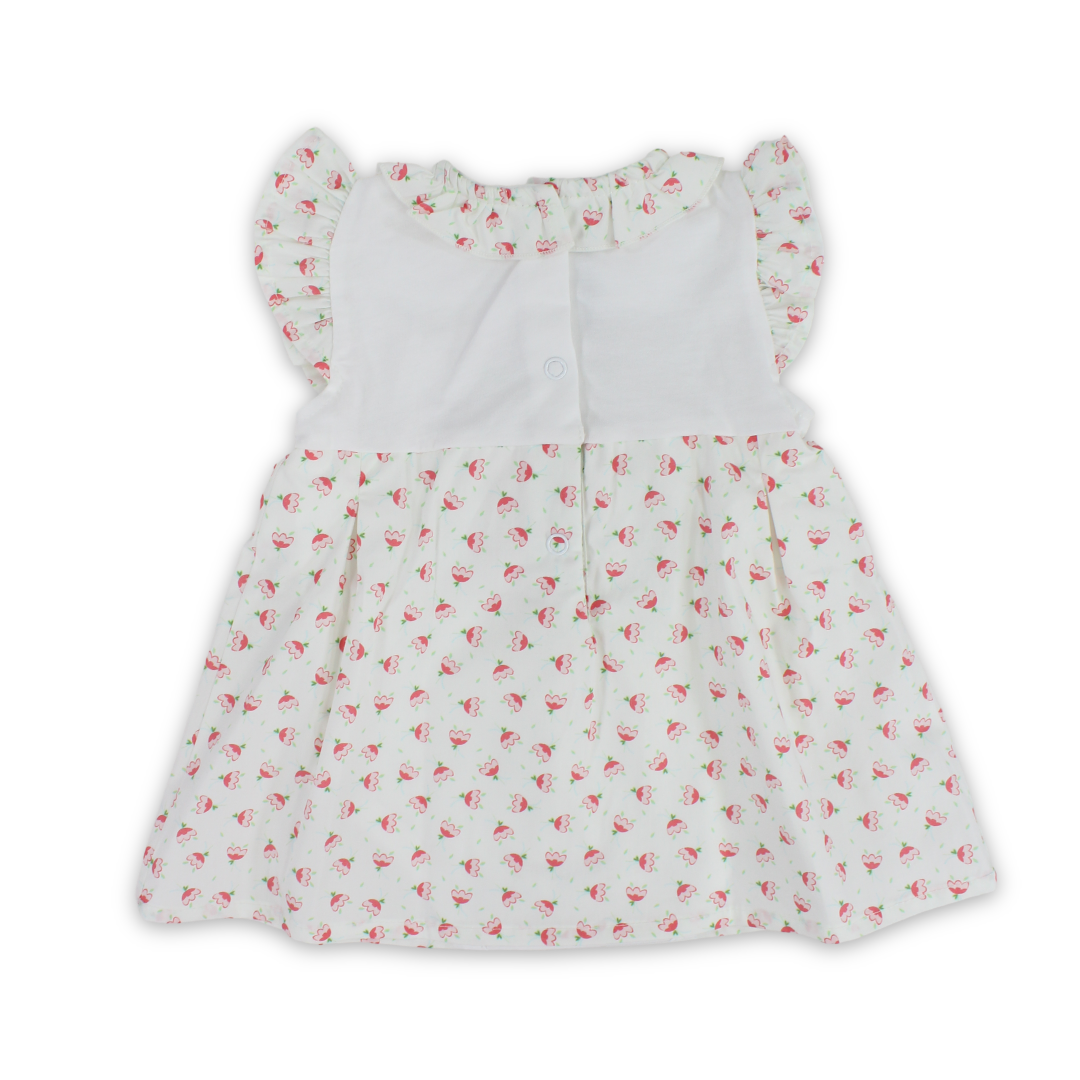 Baby Girls Cotton Romper Dress – White