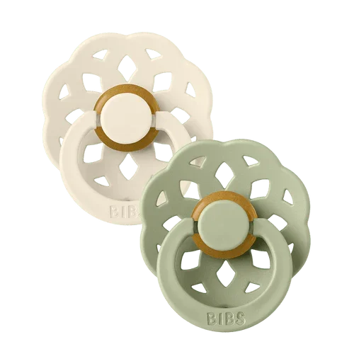 Pack of 2 - BIBS Pacifier Boheme Latex Size 2 Ivory/Sage - Baby Essentials