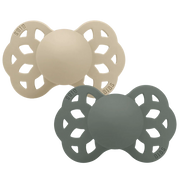 BIBS Infinity Baby Pacifier 2-Pack Symmetrical Silicone Size 2 – Vanilla/Pine