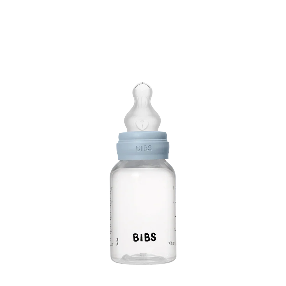 BIBS Round Silicone Baby Bottle 1-Pack 150 ml Slow Flow – Baby Blue