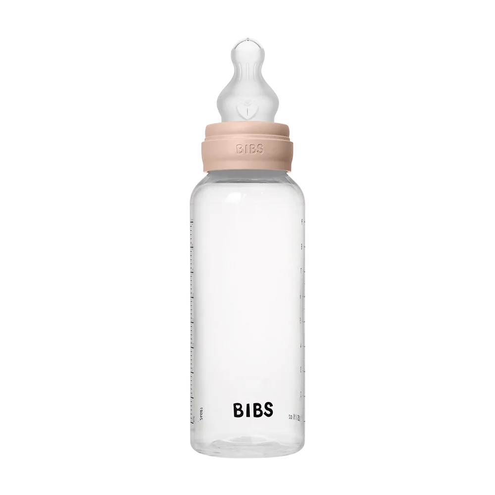 BIBS Round Silicone Baby Bottle 1-Pack 270 ml Medium Flow – Blush
