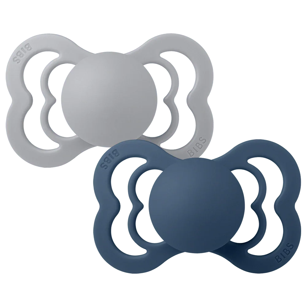 BIBS Supreme Cloud & Steel Blue Silicone - Size 2 (Pack Of 2) - Baby Essentials