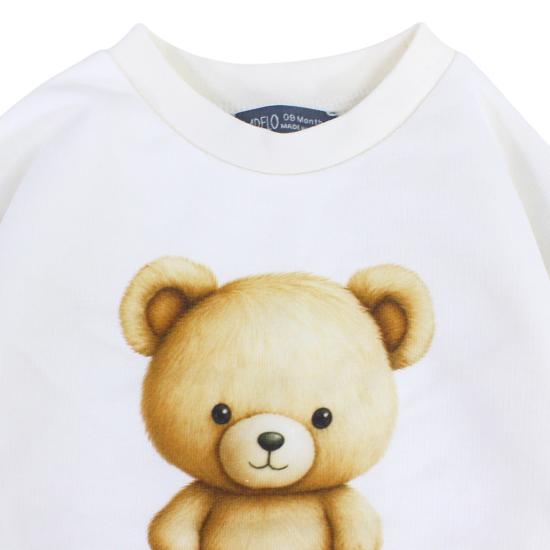 Baby Girls Cotton T-Shirt – Teddy Bear Print