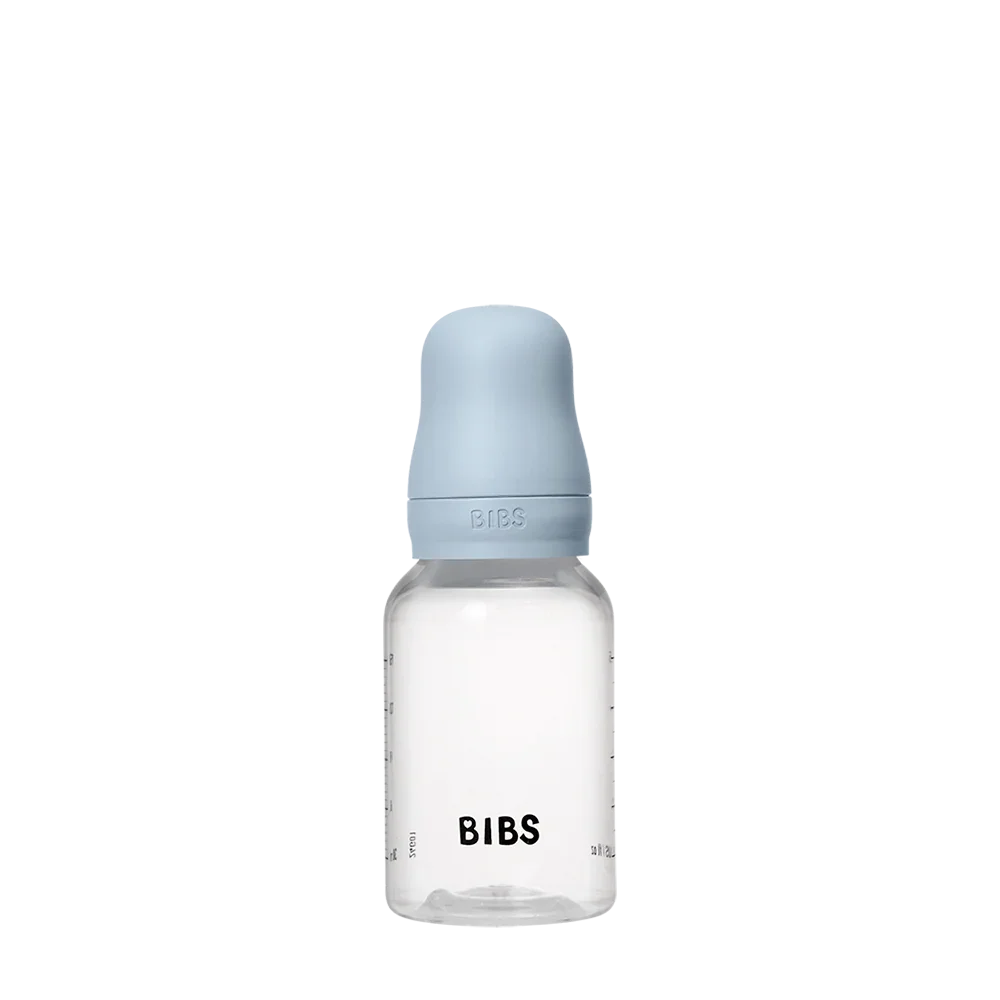 BIBS Round Silicone Baby Bottle 1-Pack 150 ml Slow Flow – Baby Blue