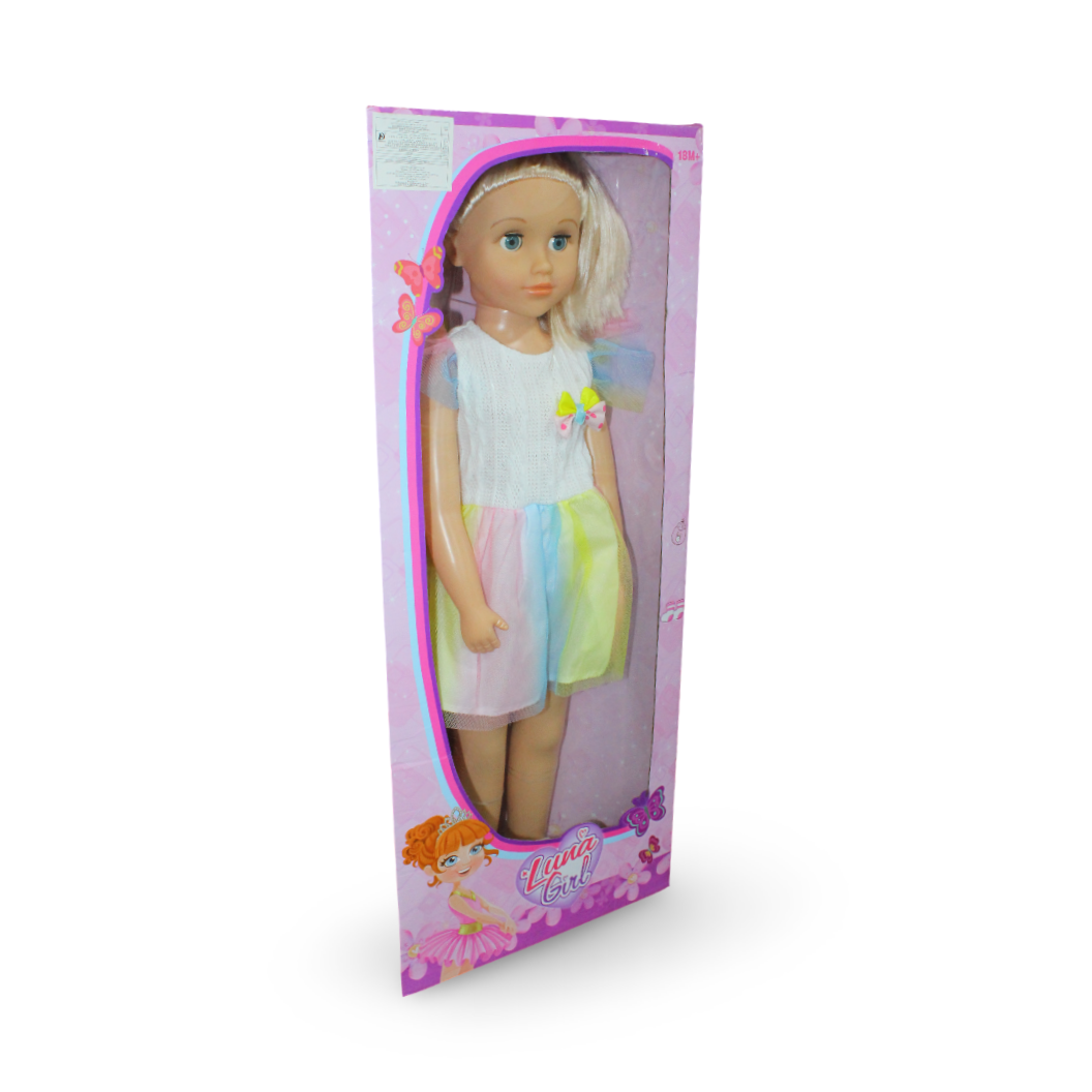 Laura Girl Fashion Doll – 70 cm with White Striped Dress - Toys - OKO