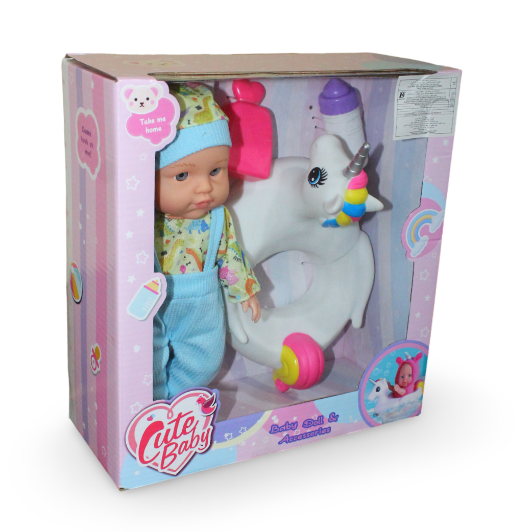 Cute Baby Doll Playset – 35 cm with Unicorn Float & Accessories - Toys - OKO